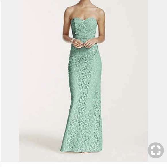 David's bridal gray lace strapless dress - Picture 5 of 5